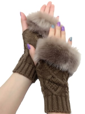 Fancy Winter Wool Fingerless Mittens Gloves for Women and Girls, Knitted and Warm