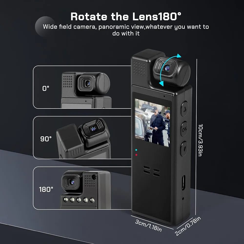 Mini WiFi Body Camera 4k Resolution | Wearable Night Vision Video Recorder | Compact Bodycam for Security, Law Enforcement, Office & Travel | Portable Action Camera for Sports, YouTube, Vlogging & Personal Safety