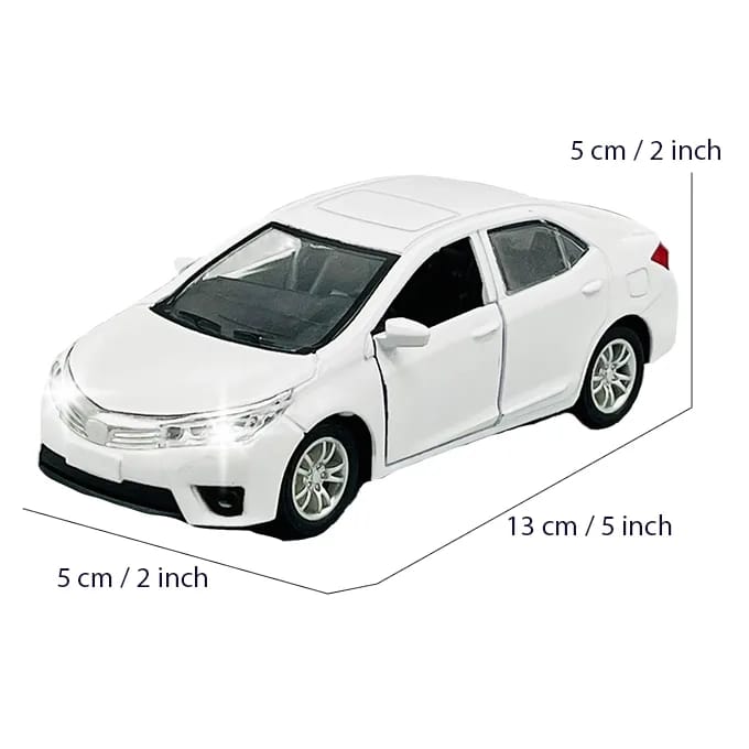 Mini Toyota Corolla Grande Diecast Collectible Car 1:36 Scale | 5 Inch Alloy Model | Pull Back, Lights & Opening Doors