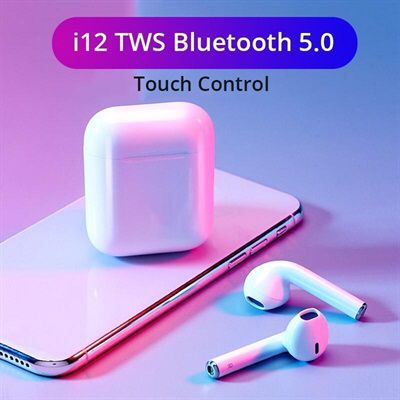 i12 TWS – Wireless Bluetooth 5.0 Earphones Headset | Touch Control | Connect With All Bluetooth Devices.