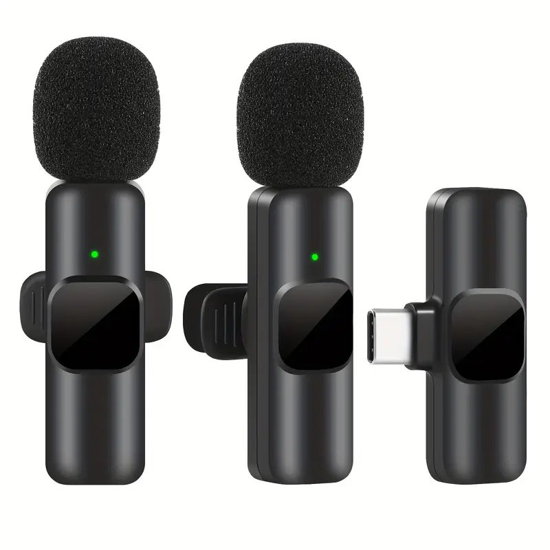 Wireless MIC Type C/Lightning/Android Mic K9 Wireless Double Microphone For Interview, Vlogging , Podcast