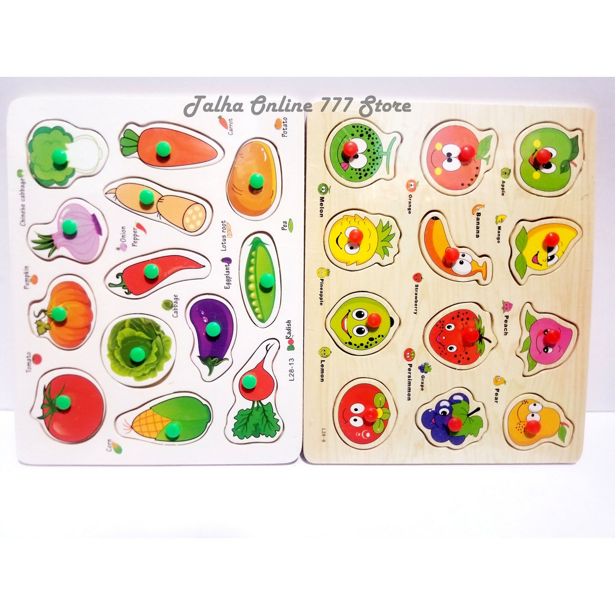 Vegetable  & Fruits Alphabet 3D Puzzle Baby Kids Wooden