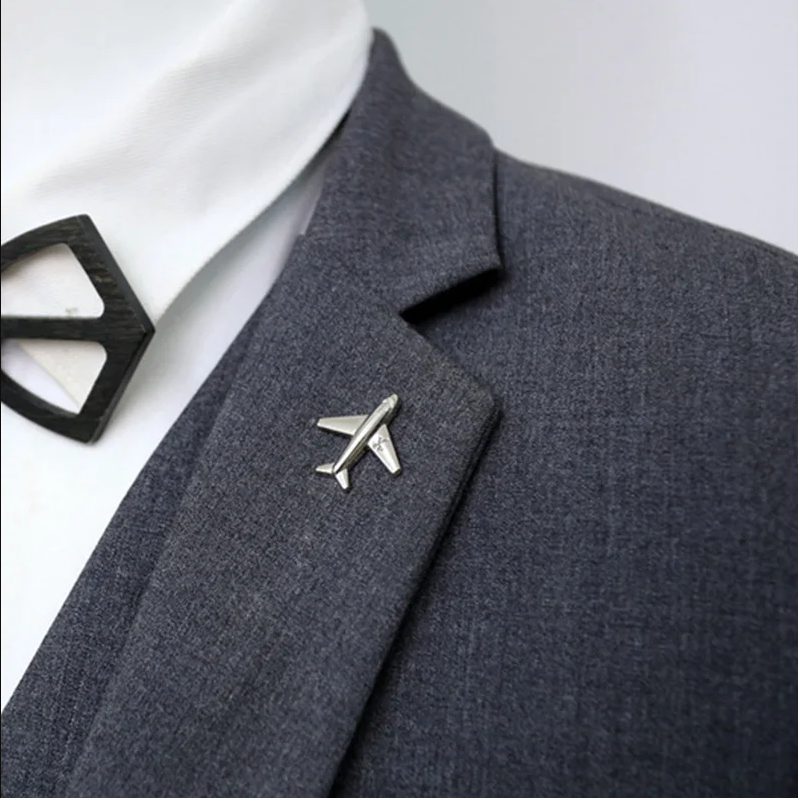Airplane Brooch for Men Women Suit Lapel Pin Mini Cute Alloy Badge Coat Jacket