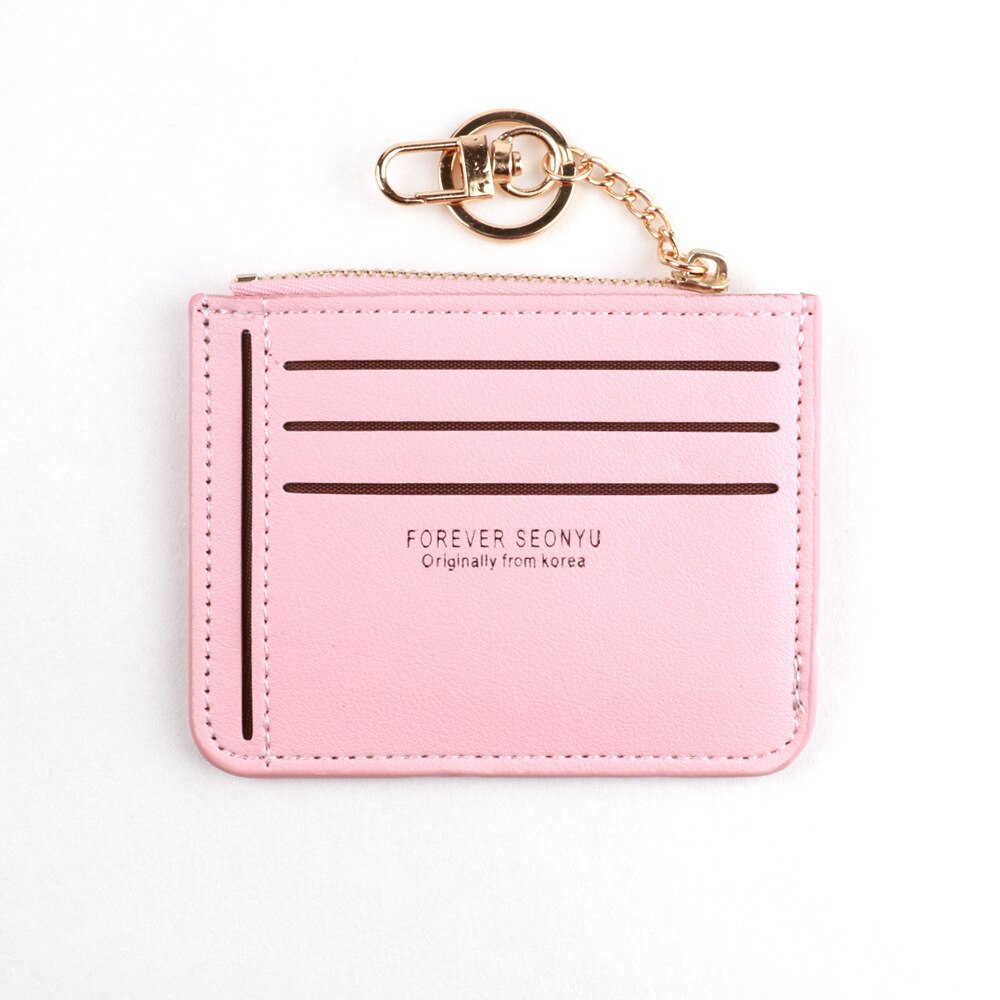 New Brand Super Thin Small Wallet Slim Women's Leather Key Chain ID Credit  Card Holder For Female Ladies Mini Coin Purse