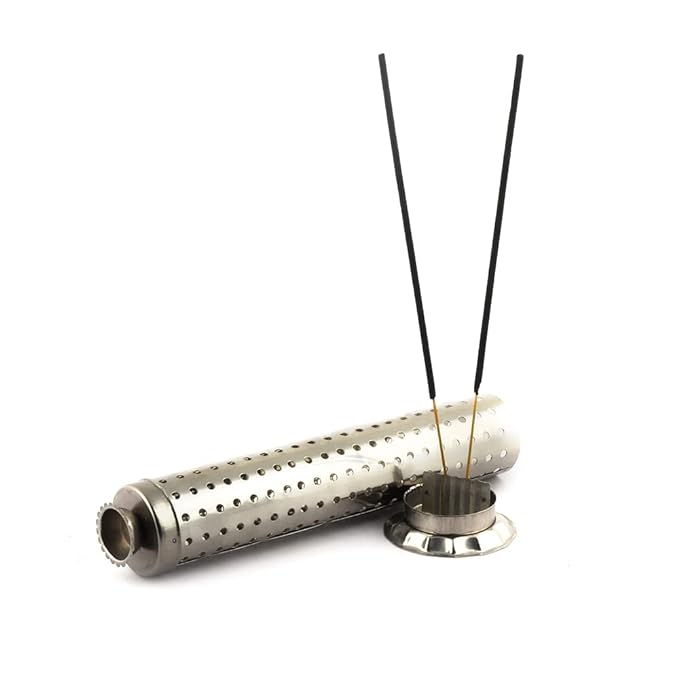Indian Imported Stainless Steel Agarbatti Stand - Incense Stick Holder With Ash Catcher - 25Cm Height &Amp; 7Cm Width