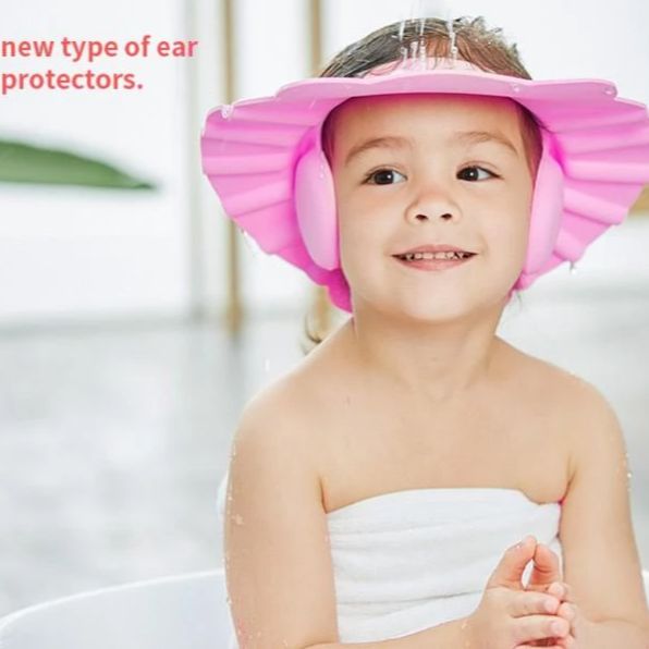 Baby Shower Cap Adjustable Hair Wash Hat For Kids Ear Protection Kids Shampoo Cap Durable Protect Eye Water-proof