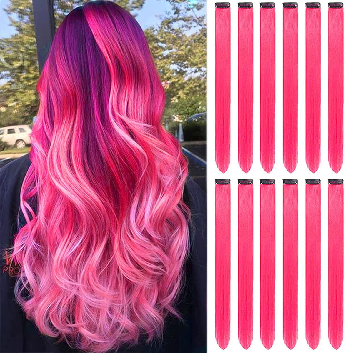 Hair Extension For Girls 5 Hair Mini Extension Hairpieces for Party Highlights Purple Blue
