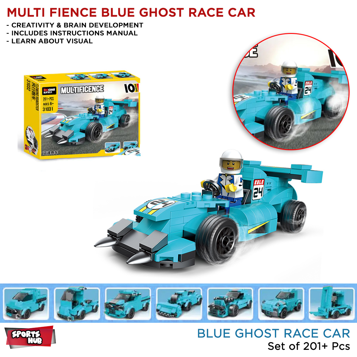 Decool Ghost Race Car Building Blocks For Kids Technique Bricks Block and Engineering Toy, Creative Racing Car Toys Plastic Educational Building Blocks DIY Bricks Car Model Play Set For Toddlers Kids Teenager Build Your Skill Gift For Boys & Girls