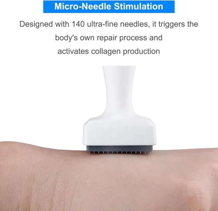 Micro Needle Stamp, Derma Stamp Adjustable 0-3mm 140 Titanium Needles Professional Derma Stamping for Skin, Eyebrows and Scalp Care