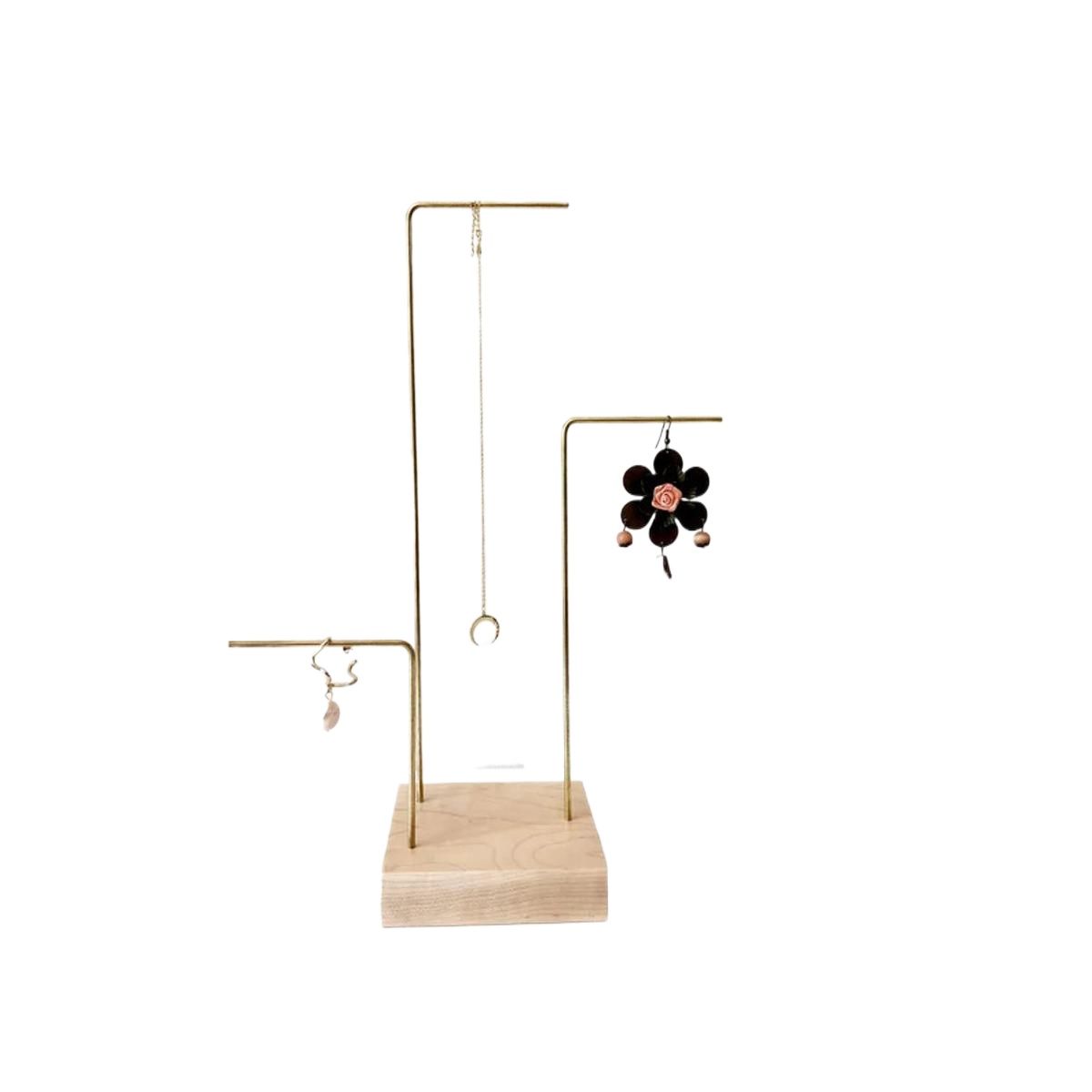 1 Pcs Earring Display Stand Wood and Metal, Bar Earring Stand, Earring Display Earring Holder, Jewelry Stand Decorative Ornaments Necklace Display Stand Earring Storage Rack Customized by HB Steel Fixerr