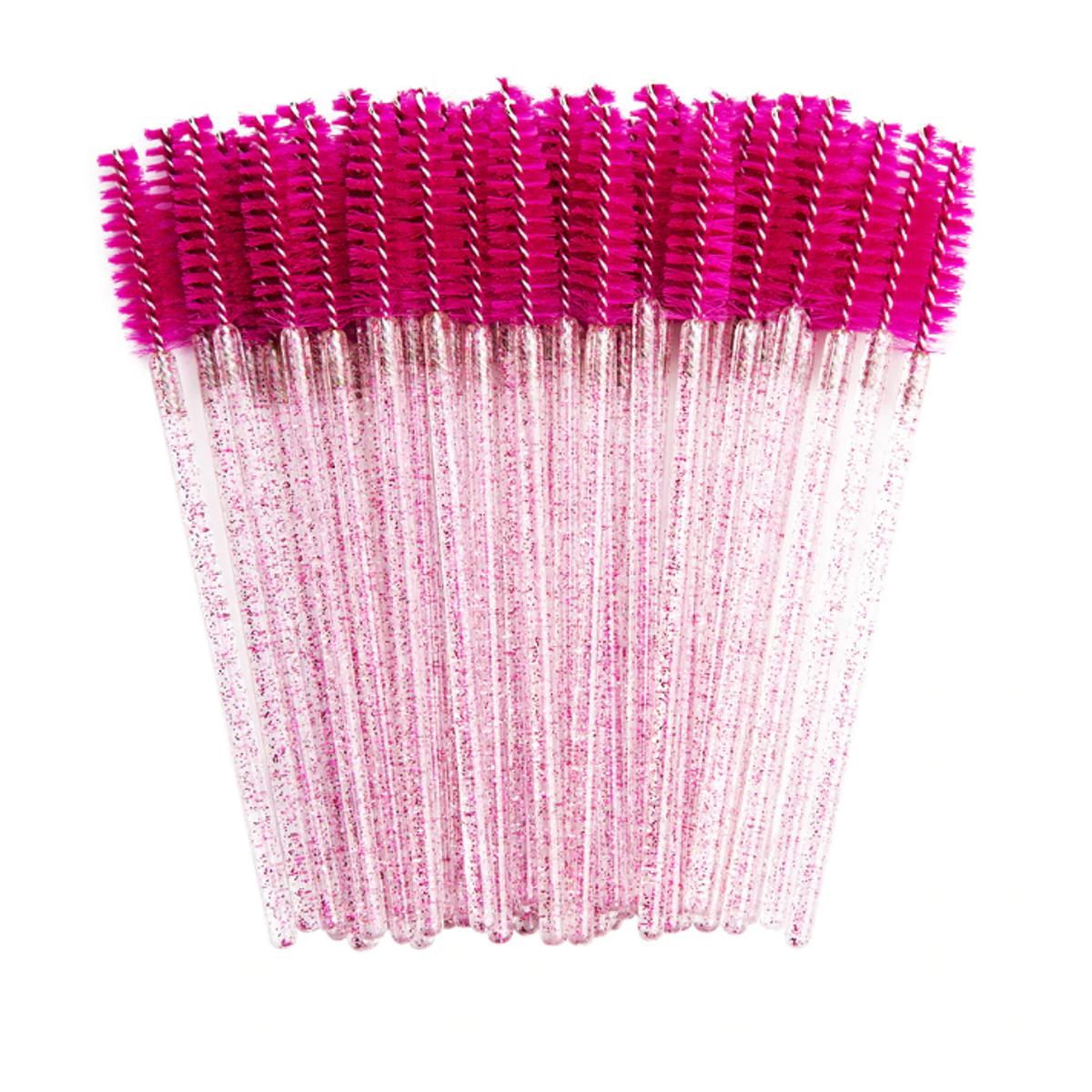 Pack of 5 Eyelashes Brushes Dark Pink Glitter Cosmetic Brush Mascara Wands Makeup Tools