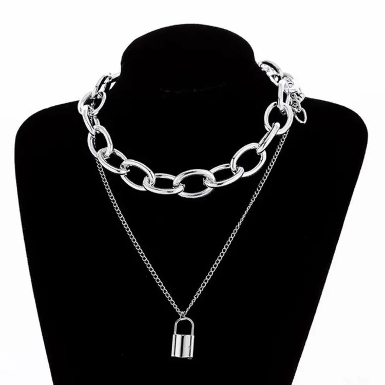 KMVEXO Punk Metal Multi layer Thick Chain Choker Necklace For