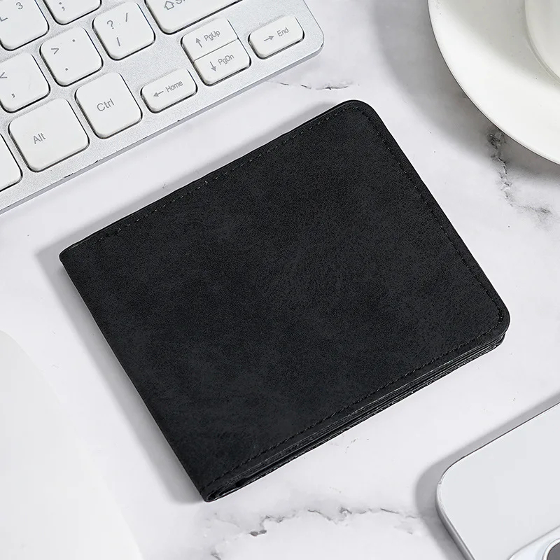 Slim Short Wallet for Men | Minimalist Leather Card Holder with ID Window & Cash Slot