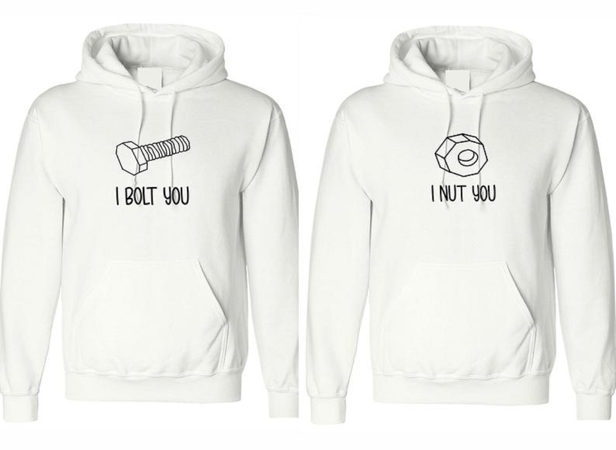 Nut and bolt cute design couple matching hoodies for anniversary