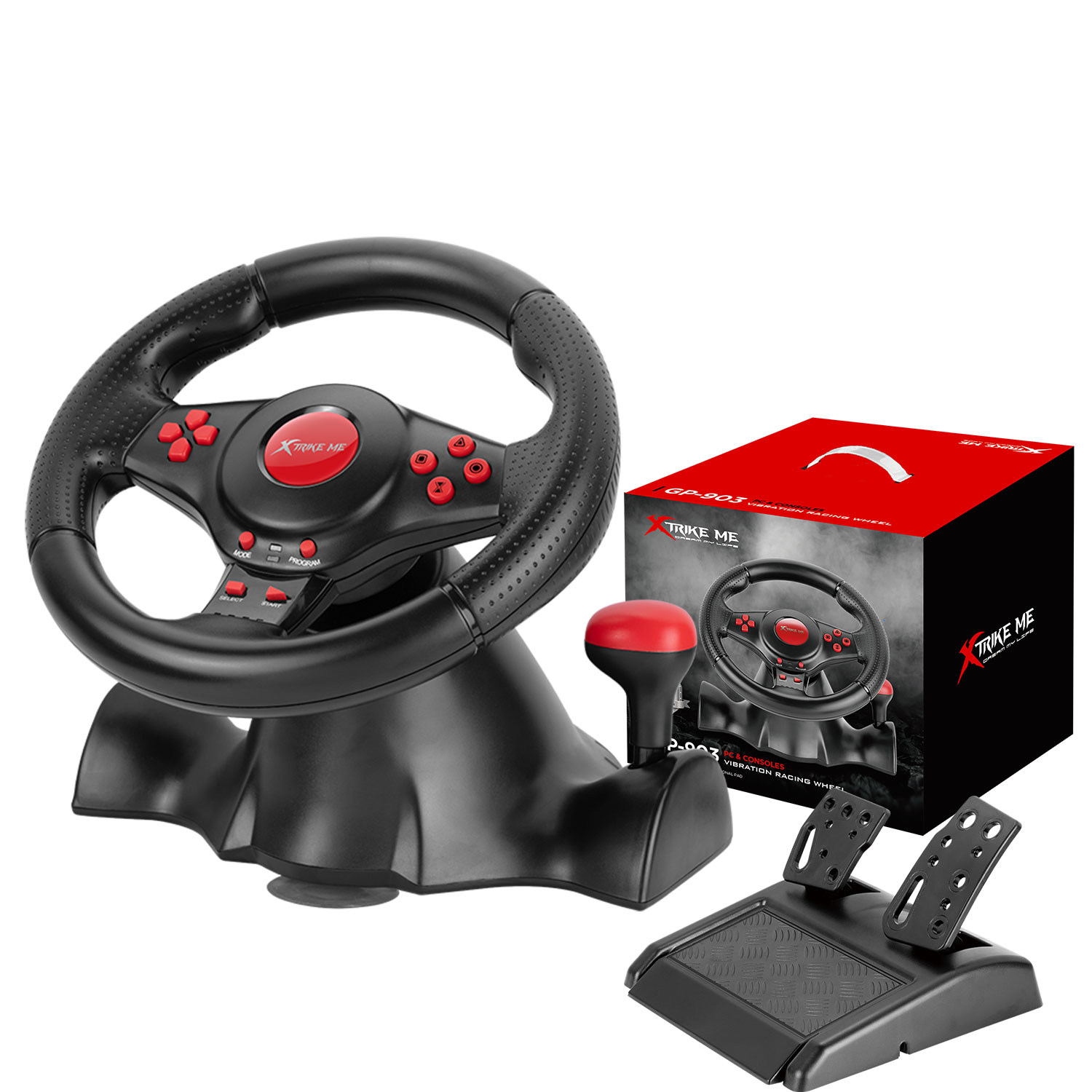 XTRIKE ME GP-903 RACING WHEEL WITH DUAL VIBRATION MOTORS REALISTIC GAMING EXPERIENCE | Daraz.pk