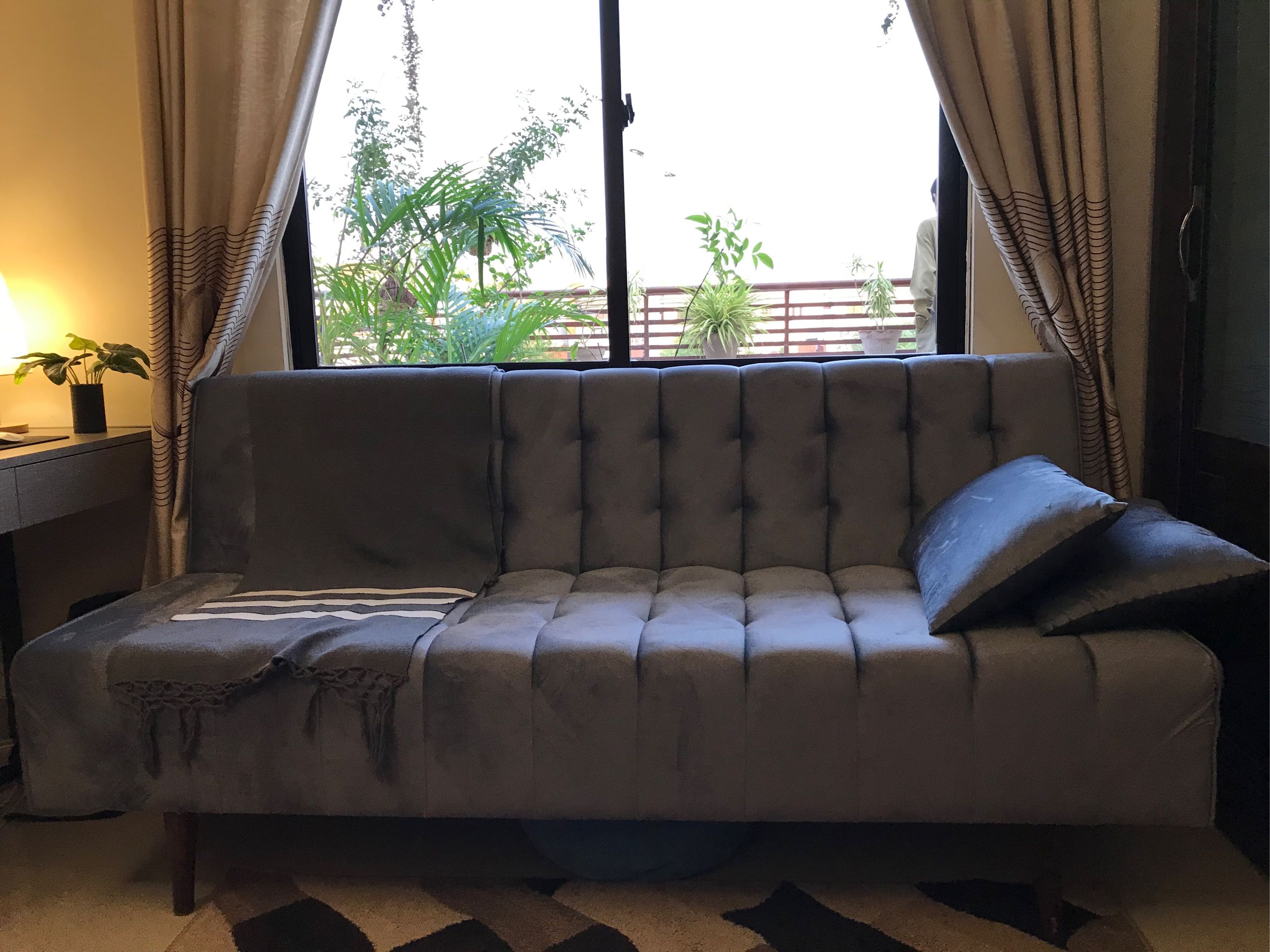 Turkish Style 3 Seater Sofa Cam Bed With 2 Free Cushions Armless Best Price Furniture Sofas  | Fabric Velvet | Customize in All Colors | Compact Living Spaces, Dorms, Guest Rooms, Apartments, Offices | Imported