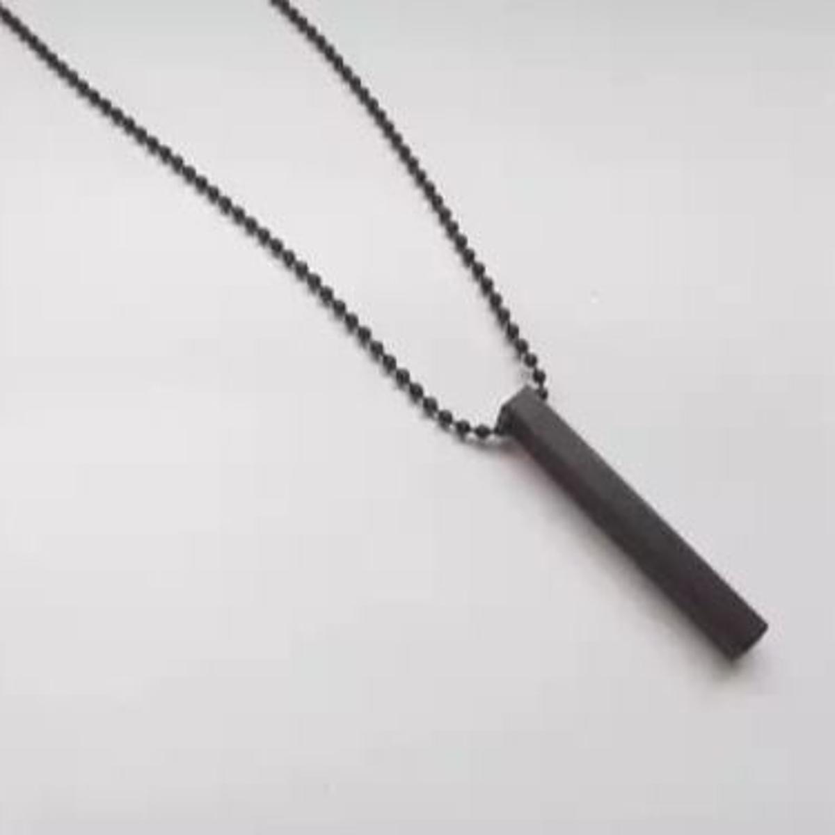 Black Vertical Bar 100% Pure Stainless Steel Necklace/Locket/Chain for Men/Boys