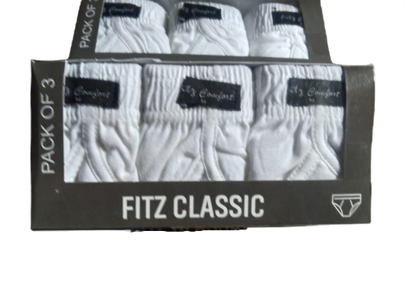 ( Pack Of 3 ) Underwear Men's And Boy's Brief Cotton Important Finest Quality Underwear in White Color Very Comfortable