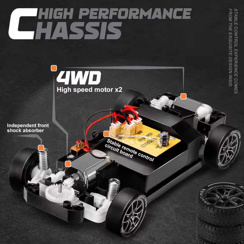 Remote Control Drifting Car 4WD RC Toy with Lights, Tires, and Barricade Tool, Perfect Birthday Thanksgiving Gift for Boys and Girls, Stunt Rc Car, Highspeed Rc Car, Remote Control Car