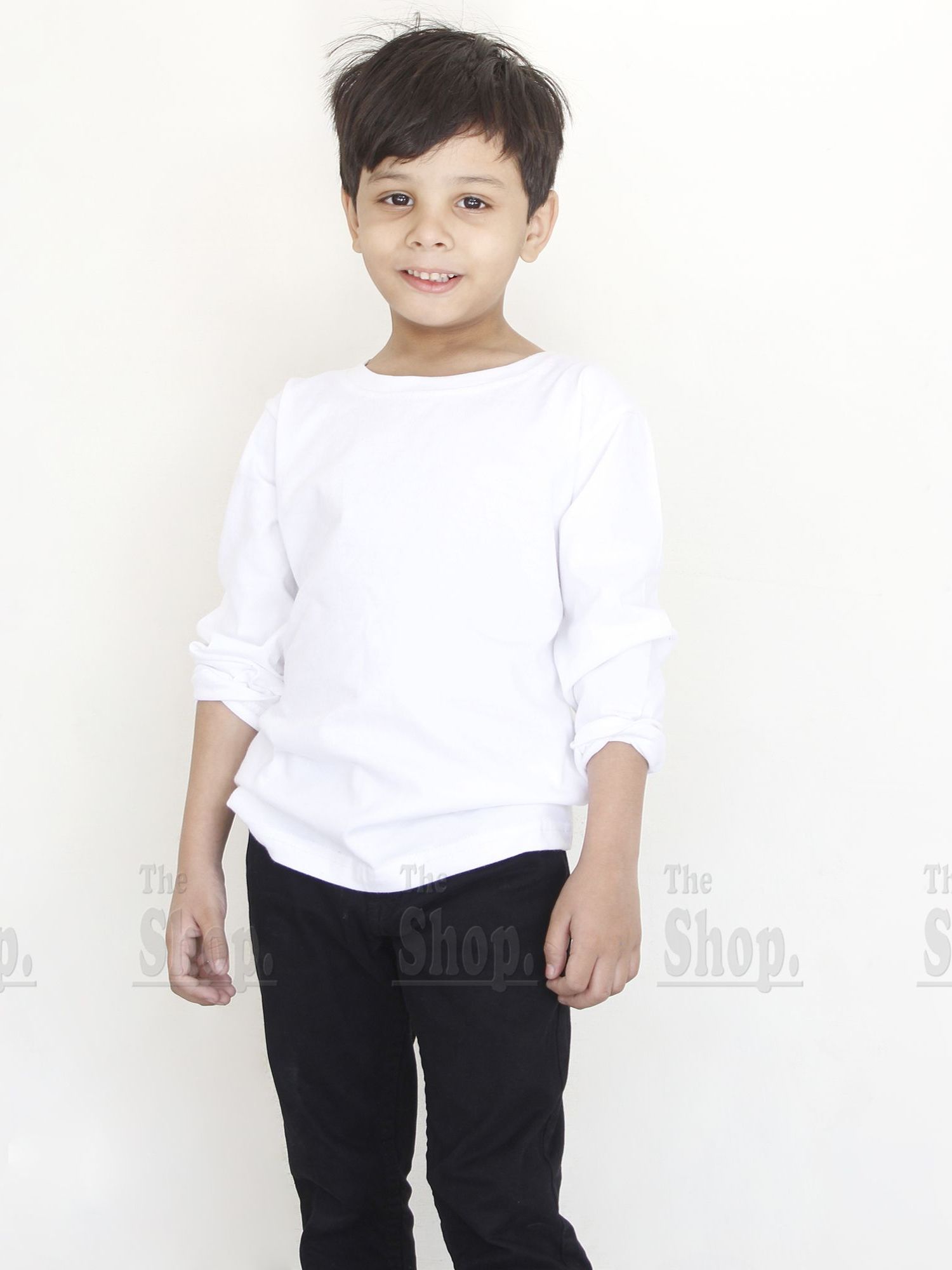 The Shop - Kids Clothes - Cotton White Full Sleeves T-Shirt For Boys And Girls Kids, 1 Years To 14 Years - Fs1-Wht
