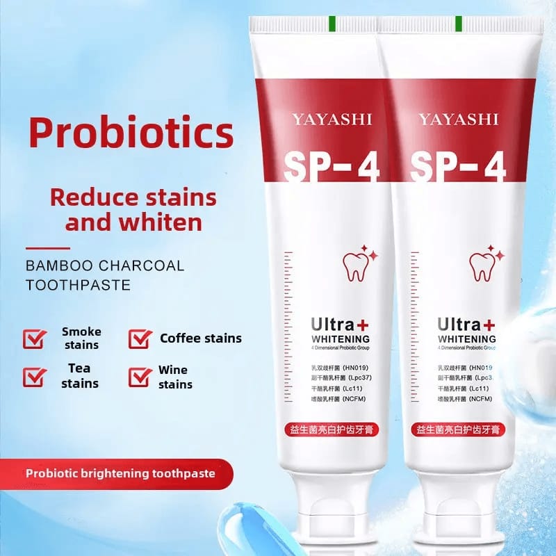 YAYASHI SP-4 Probiotic Whitening Toothpaste – Ultra+ Stain Removal, Fresh Breath & Dental Hygiene – Professional Care (120g)