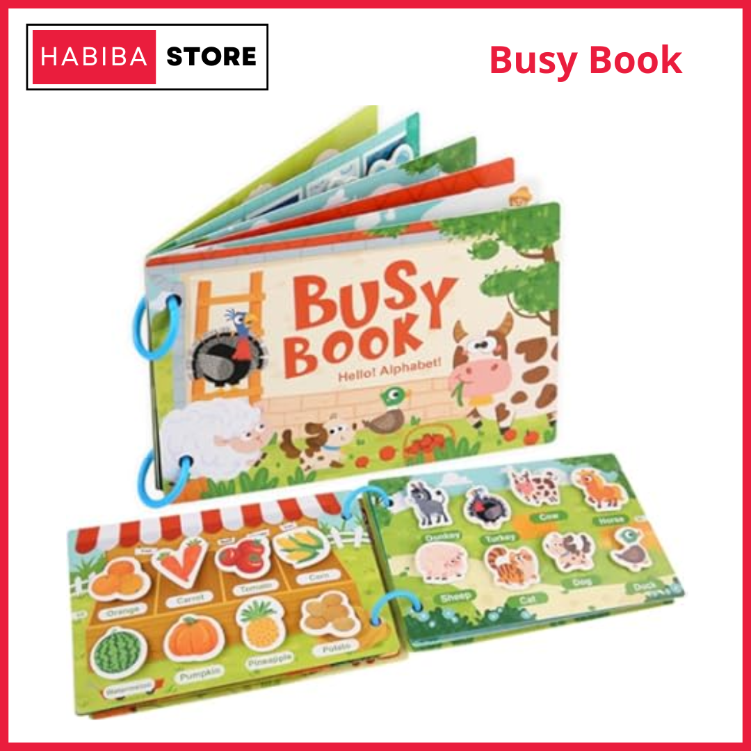 Montessori Quiet Busy Book for Toddlers | Montessori Educational Learning Book for Kids | Preschool Activity Book with Velcro, Shapes, Numbers & Alphabets | Early Learning Toy for Boys & Girls