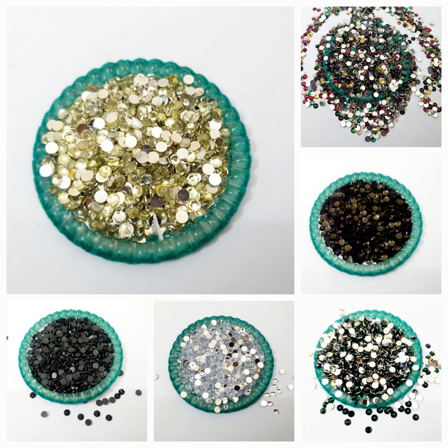 300 Plus Pcs Shiny Kundan Beads DIY Sewing Craft Sets Small Size 4mm Resins