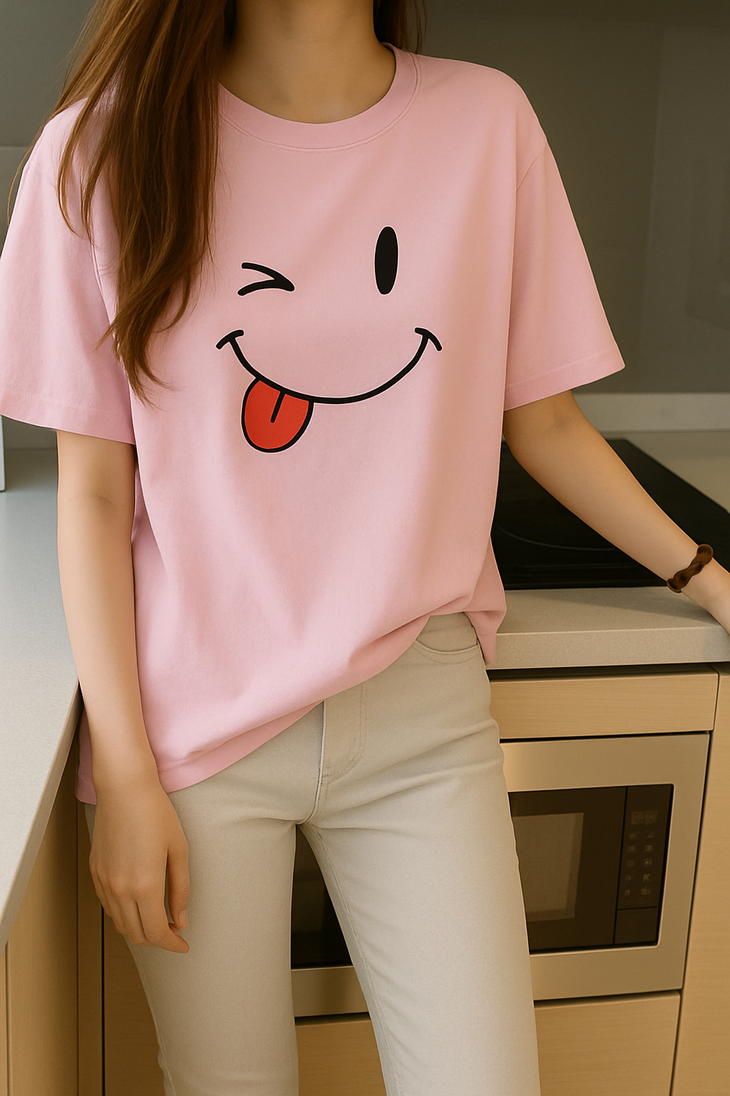 SA Traders Naughty Smile Printed T-Shirt For Women and Girls / Tshirts For Girls / Tshirts for Women / Women Tshirts / Girls Tops / Girls Tshirts / Dress For Girls