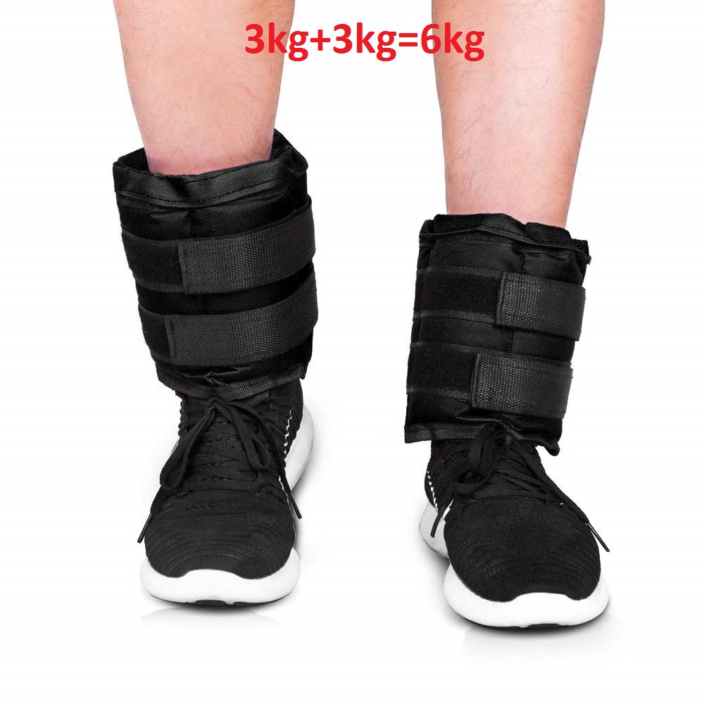 ANKLE WEIGHT 3 KG + 3 KG = 6 KG, Pair Weight Bearing Ankle wrist Strap Leg Strength Resistance Bands for Speed Training Running Exercise Workout Fitness Band