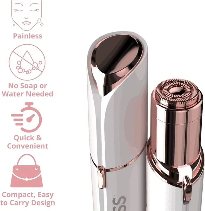 Rechargeable Facial Hair Remover for Women | Painless Electric Face Shaver with LED Light | Ladies Hair Removal Machine for Upper Lip, Chin, Eyebrow & Face