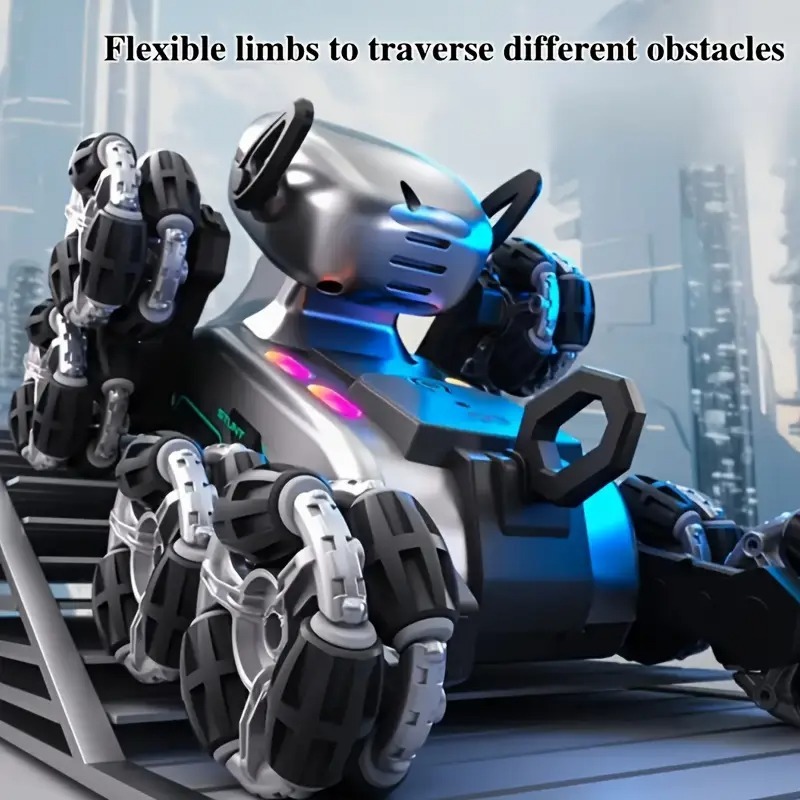 RC Stunt Robot Dog - Rechargeable Remote Control Toy | 360° Flips | Dancing | LED Lights | Best Gift for Kids & Adults (Battery Included)