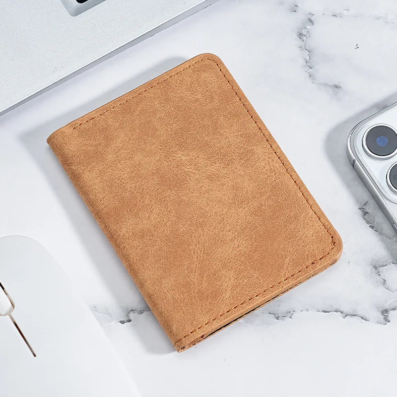 Slim Short Wallet for Men | Minimalist Leather Card Holder with ID Window & Cash Slot