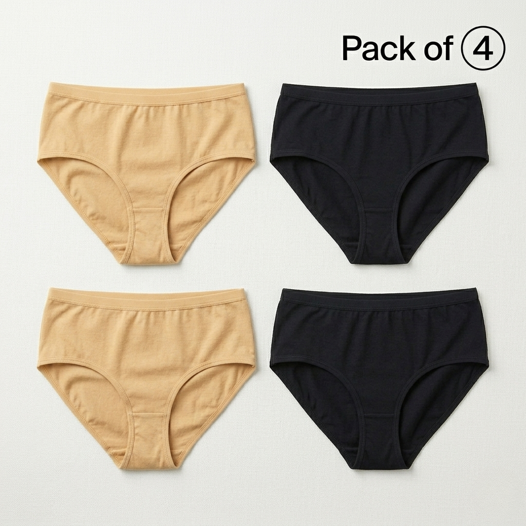 Pack of 4 Panties Soft Cotton Underwear Panties For Women & Girls Cotton Panties Panty For Girl Panty For Women Ladies Undergarments For women - Non Period Panties - Panties For Girls - Panties For Women Dress Panties