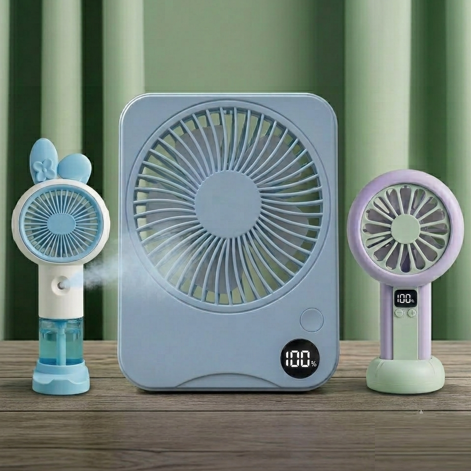 Premium Portable Hand Fan Collection - Rechargeable USB Desktop & Handheld Mini Fans for Home Office Travel