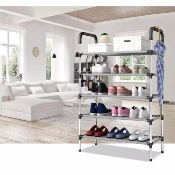 Shoe Rack Organizer - Stainless Steel Shoe Rack - Fashion Shoe Rack - Shoe Storage 5 Tiers Heavyweight Shoe Stand Rack Accessories Rack for Home and Office Durable Non Breakable Shoe Organizer Stainless Steel Layer Shoe Rack Easy Assembly