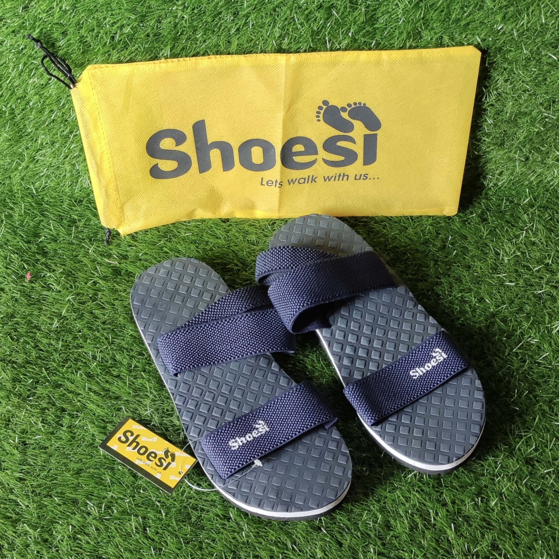Attractive Dark Blue Cube Sandals For Men