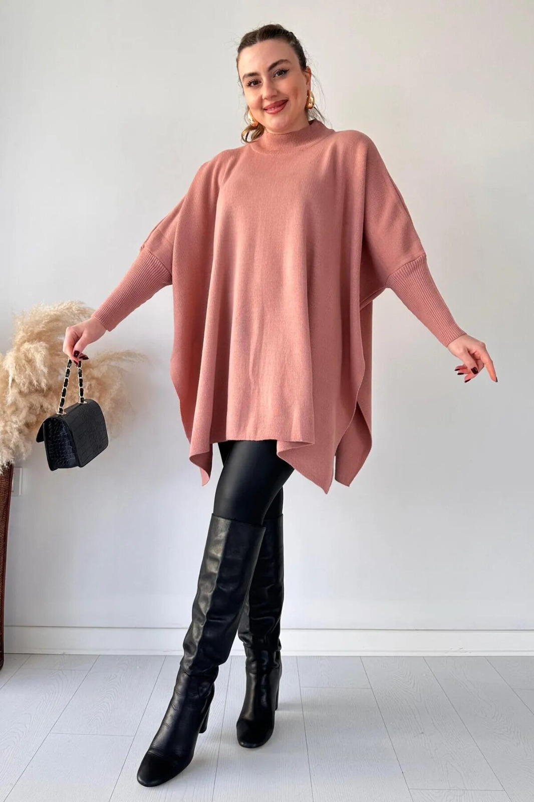 Plain Poncho Shawl Style Top Fleece Poncho For Women Winter