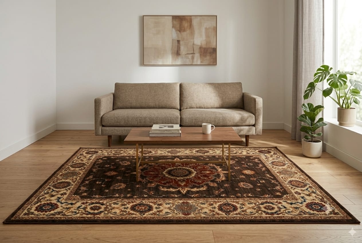 Premium Red Oriental Area Rug | Elegant Traditional Carpet | Living Room & Bedroom Floor Rug