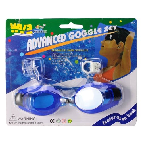 Swimming Goggles Eyes Protector w/ Earplugs Nose Clip