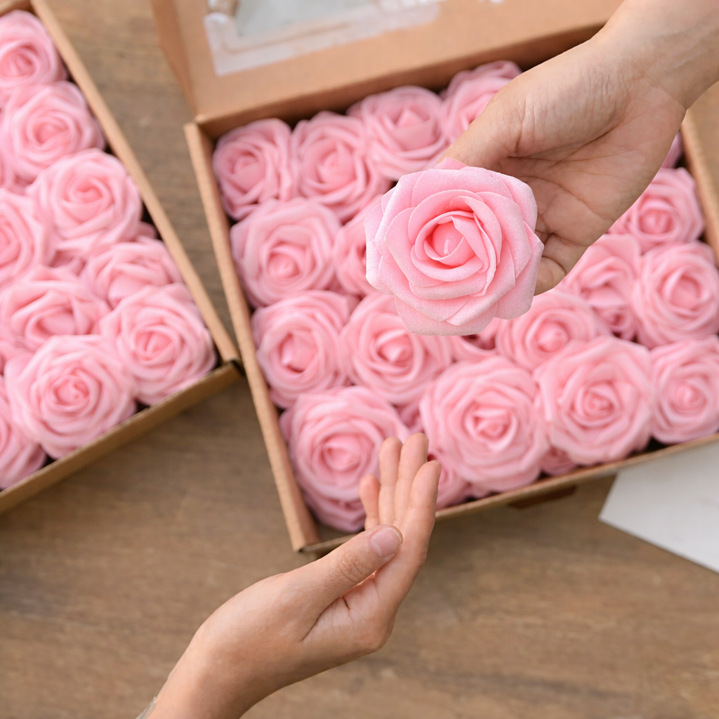 24pcs Ribbon Flowers, Handmade, Delicate Artificial Flowers - Long Stemmed, Realistic, Reusable, DIY Friendly for Valentine's Day, Wedding Bouquets, Centerpieces, Party Decorations, Home Decor, and Floral Arrangements