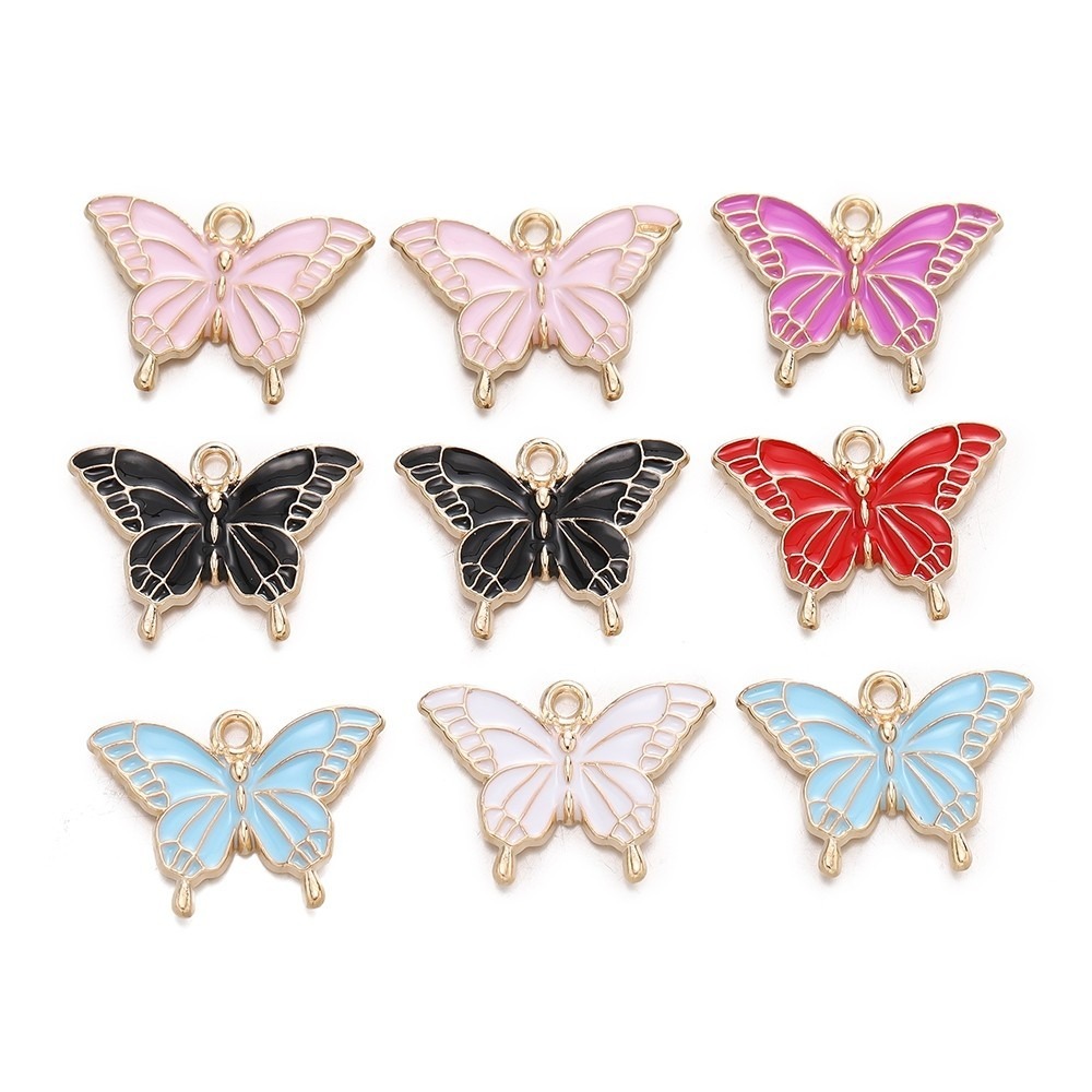 2-10Pcs Cute Butterfly Alloy Oil Drip Pendants 14.5×20mm – Small Enamel Charms for DIY Jewelry Making, Bracelet, Necklace & Earrings