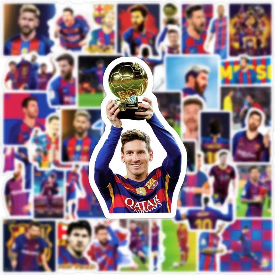 Messi Football Star Sticker Notebook Skateboard Water Cup Waterproof Decoration Graffiti Personality Sticker Toy