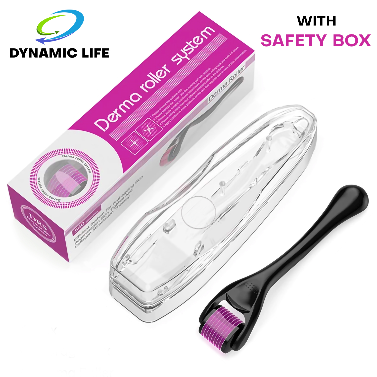 Premium Derma Roller 0.5mm & 1mm with hard acrylic box 540 Micro Needle for Hair Growth and Facial Skin Therapy| Skin Care Beauty Tool for Anti-Aging Skin Repair, Anti Wrinkles Stretch, and Acne Scars Removal for Men and Women
