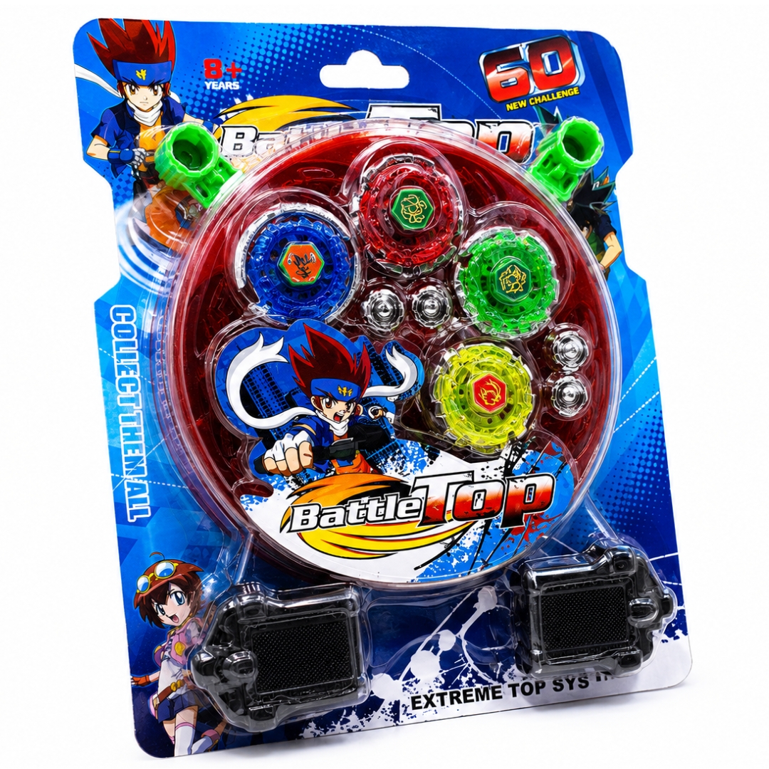 4in1 Metal Fusion Beyblade Speed Battle Top 1 stadium 4 Beys and 2 Launchers in One Pack