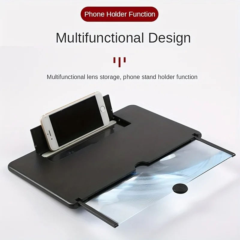 Universal 3D Smartphone Screen Magnifier | HD Video Amplifier with Retractable Stand | Portable Mobile Cinema