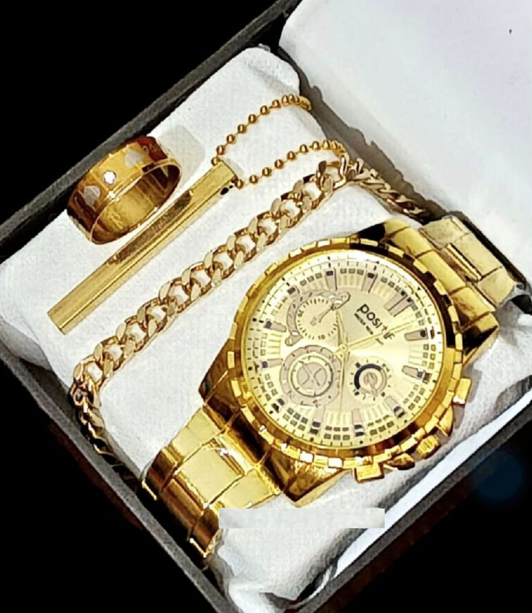 Premium Men’s Luxury steel straps round dial watches hand watch-silver watch- men watches-watch for boys-watch for men-watch for kids-watch for young's-watch for boys + Bracelet + With Chain+Ring -High Quality stylish-branded-watch Best  for Gift