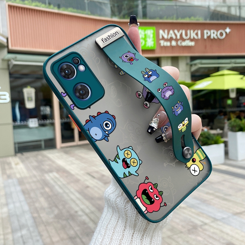MAOGE Cover Per Oppo Find X5 Lite 5G Con Retro In Vetro Temperato Marmorizzato, Custodia Sottile Antiurdo TPU, Ciano - 4