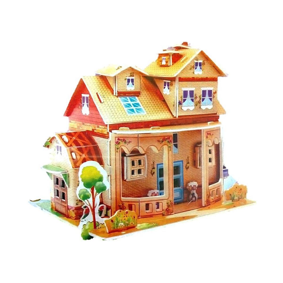 3D Puzzle Jigsaw Paper Model |3D House Building Puzzle | Learning Educational Toys For Children | Kid Gift 3D DIY Puzzle Citadel Model Cartoon House Assembling Toy Kid Early Learning