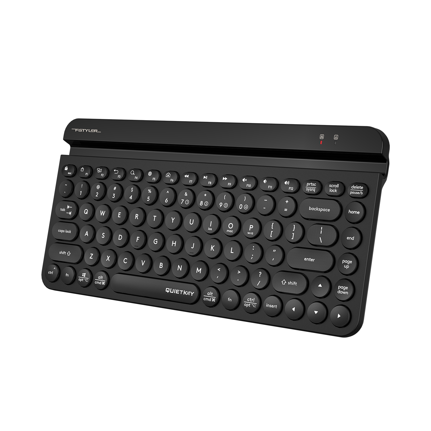 A4Tech FBK30 - Bluetooth & 2.4G Wireless Keyboard - Multi Device - QuietKey Technology - Silent Keyboard - Pairs upto 4 Devices - Smartphone Cradle - Portable Mini Keyboard - For PC/Laptop/Smartphone/Tablet/Smart TV