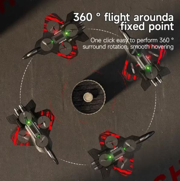 RC Fighter Jet Starfighter Toy with 2.4G Remote Control – 360° Stunt Flying Airplane Drone with LED Lights & Gyroscope Stabilization for Kids & Adults